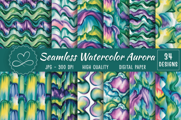 Download Seamless Watercolor Aurora Digital Paper - Premium Resources